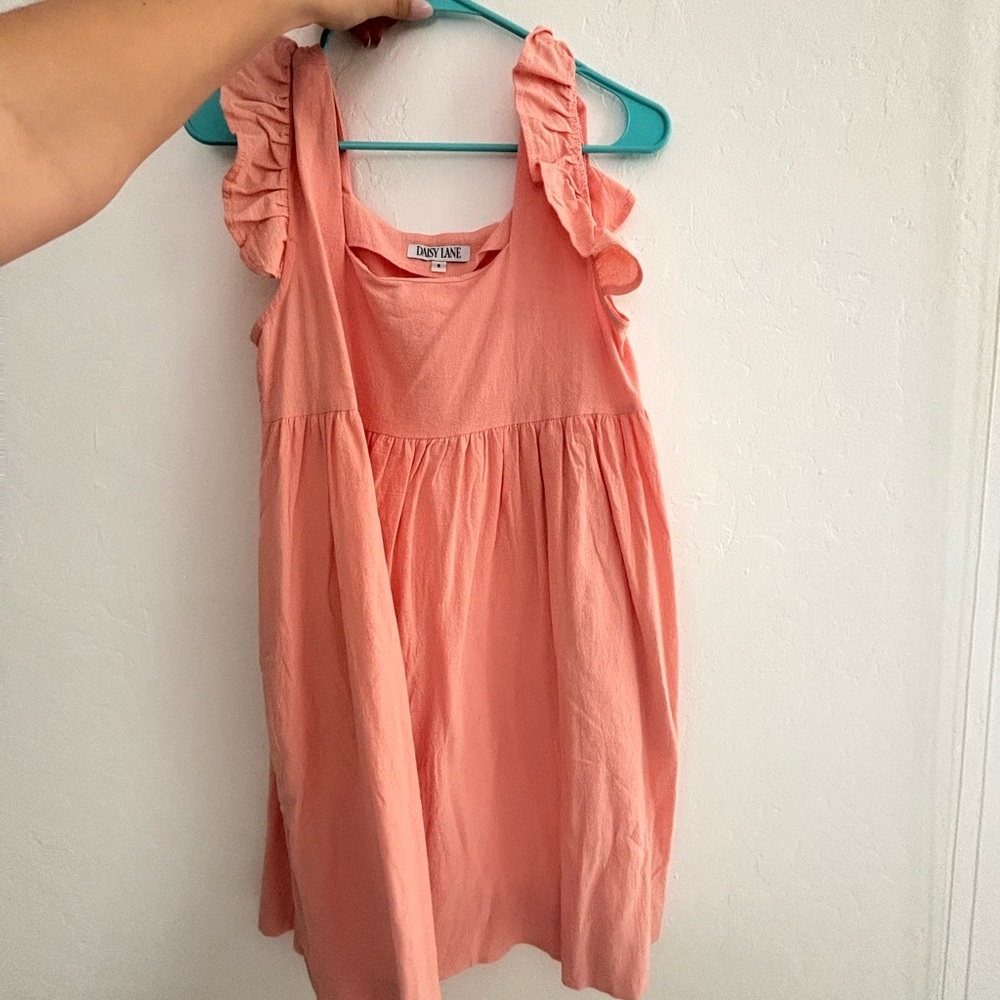 Peach Ruffle Sleeve Baby doll Dress